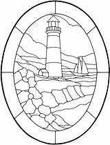 Stained Glass Nautical Lighthouse Publications Dover Craft Designs Drawing Coloring Pattern sketch template