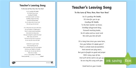 Teacher S Leaving Retirement Song Lyrics Twinkl