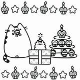 Pusheen Coloring Pages Cat Birthday Printable Book Kids Print Cupcake Kawaii Sheets Gifts Party Cake Colouring Happy Color Colour Ice sketch template