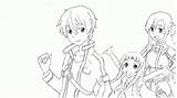 Coloring Sword Pages Kirito Asuna Sao Anime Drawings Line Popular Visit sketch template