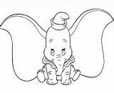 Dumbo Cartoon Coloring Cute Pages Printable Shy sketch template