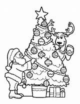 Santa Christmas Coloring Tree Claus Reindeer Decorating Pages Drawing Decorations Father Color Print Printable Santas Merry Getcolorings Happy sketch template