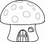 House Clipart Mushroom Library Line Clip Coloring Pages sketch template
