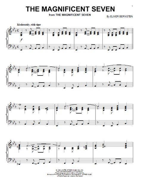 the magnificent seven sheet music by elmer bernstein piano 58709