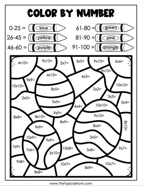 easter color  number coloring pages printables