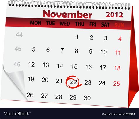 holiday calendar  thanksgiving day royalty  vector