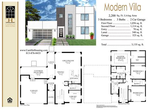 modern villa design plan  sqfeet  floor plan  elevation