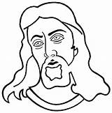 Jesus Coloring Cartoon Pages Face Drawing Tattoo Drawings Colouring Cross Clipart Books Cliparts God Clip Holy Kids Printable Book Religious sketch template