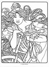 Coloring Pages Deco Nouveau Mucha Alphonse Adults Line Drawings Color Drawing Books Colouring Book Flickr Choose Board Getdrawings Face Getcolorings sketch template