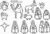 Nativity Shepherds Stable Cutouts Manger Colorine Bible Coloringhome sketch template