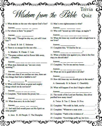 fun bible trivia questions kittybabylovecom  printable bible