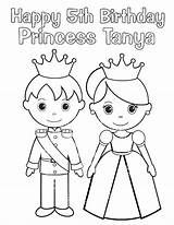 Prince Princess Coloring Pages Printable Party Drawing Little Tea Color Kids Drawings Birthday Knight Cinderella Easy Boston Clipart Cartoon Personalized sketch template