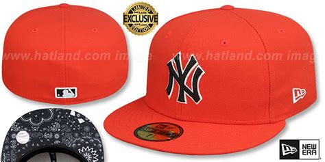 york yankees blackdana bottom orange fitted hat