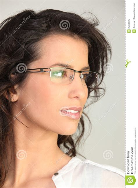 brunette wearing glasses stock image image of feminine 25859825
