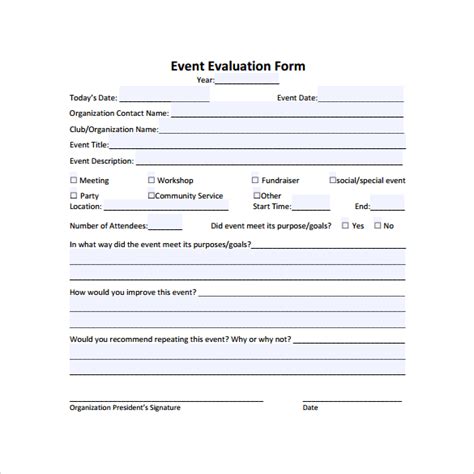 event evaluation form template