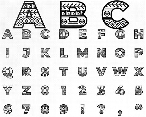 tribal alphabet svg tribal letters svg tribal numbers svg etsy canada