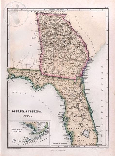Map Of Florida Antique Map Georgia Map