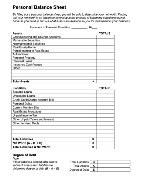 tutorial  individual balance sheet   printable