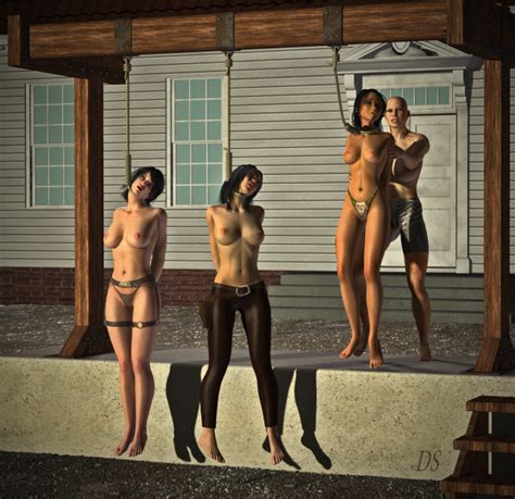lesbian executioner at work hanged girl erotic art