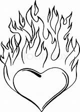 Heart Drawing Drawings Coloring Fire Pages Flames Hearts Flaming Easy Draw Skull Sheets Tattoos Print Pencil Sketches Tattoo Color Skulls sketch template