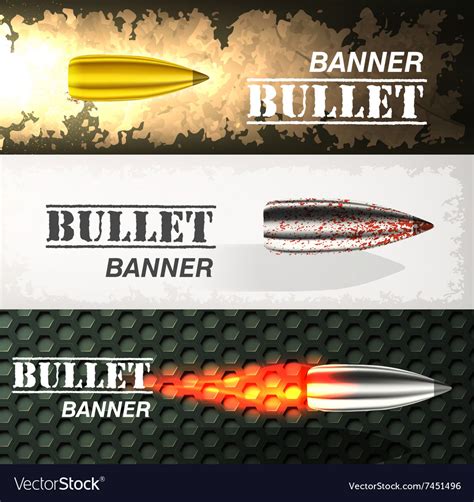 banner flying bullet ob military background vector image