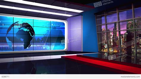 news tv studio set  virtual background loop stock video footage