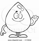Water Drop Clipart Cartoon Waving Mascot Drops Coloring Vector Outlined Cory Thoman Clipground sketch template
