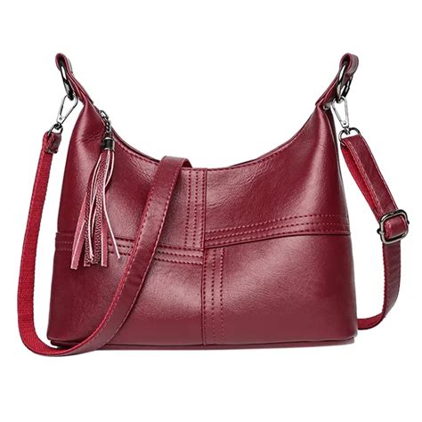 women pu leather shoulder handbags tassels zipper casual hobo messenger tote female large