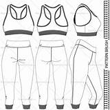 Bra Sports Drawing Sport Flat Fashion Template Leggings Technical Women Sketch Sketches Templates Drawings Vector Womens Front Back Clothing Gym sketch template
