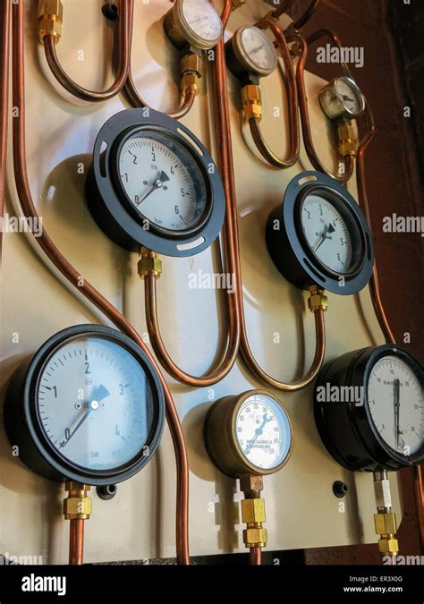 vintage control panel  temperature gauges stock photo royalty  image  alamy