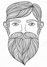 Zentangle Beard Mustache Adu Patterned Panki Stockafbeelding sketch template