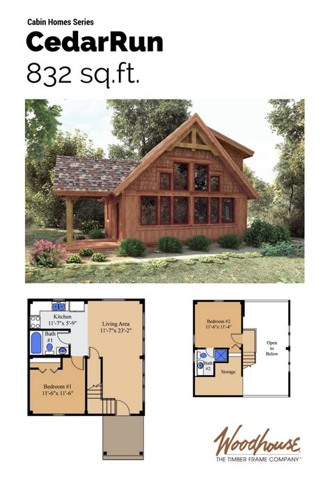 cedarrun woodhouse  timber frame company small cabin plans cabin plans  loft timber