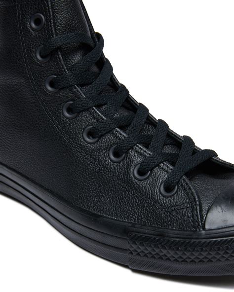 converse womens chuck taylor  star  top leather shoe black monochrome surfstitch