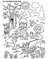 Pages Picnic Park Coloring Activity Colouring Sheet Kids Color Activities Printable Counting Drawing Sheets Family Number Fun Objects Honkingdonkey Together sketch template