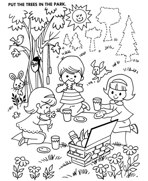picnic coloring page  kids   printable coloring page