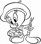 Titi Peintre Tweety Sylvester Colorier Grosminet Coloriages sketch template