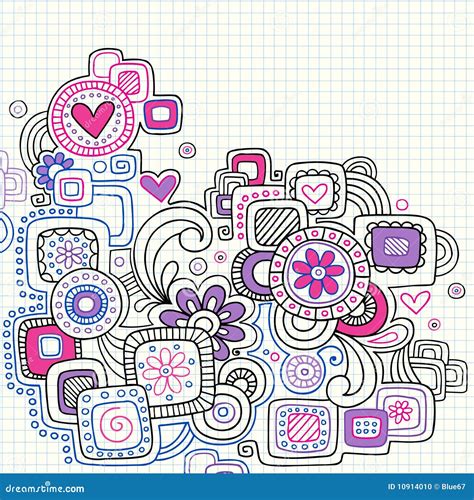 abstract notebook doodles  lined paper stock photo image