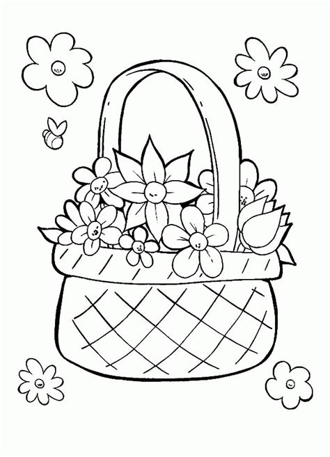 flower basket coloring page coloring home