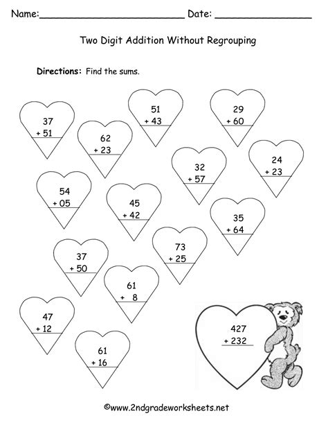 valentines day math simple addition worksheet squarehead teachers