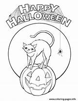 Halloween Coloring Pages Happy Pumpkin Cat Color Kids Printable Print Cats Drawing Precious Moments Games Colouring Dogs Clipart Pearl Necklace sketch template