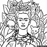 Frida Kahlo Portrait Self Coloring Para Colorear Thecolor Imagen Con Pages sketch template