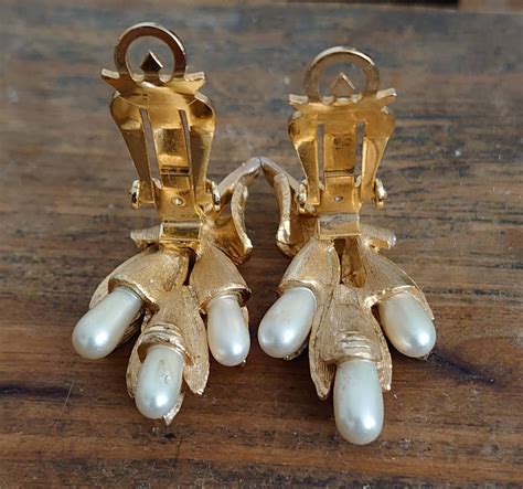 vintage marvella clip  earrings diamantefaux pearl etsy australia