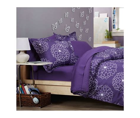 purple floral bed in a bag twin twin xl comforter blanket sheet bedding