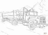 Coloring Truck Pages Semi Log Mack Trailer Drawing Diesel Printable Tractor Colouring Adult Peterbilt Cabin Sketch Adults Trucks Color Print sketch template