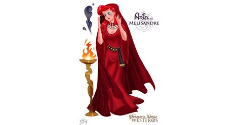 ariel as melisandre from game of thrones ariel from the little mermaid art popsugar love