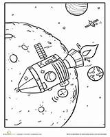 Spacecraft Astronaut Heelal Astronomie Colouring Activité Manuelle Encourage Soucoupe Volante Ruimte Zoeken sketch template