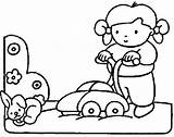 Coloring Pages Kids Push Pull Toy Girl Template sketch template