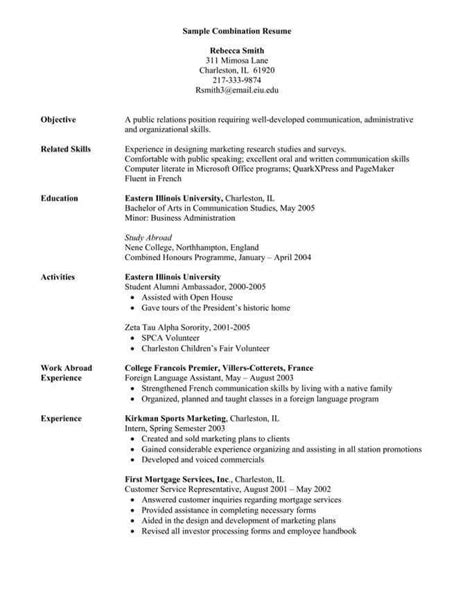 combination resume formats   combination resume template
