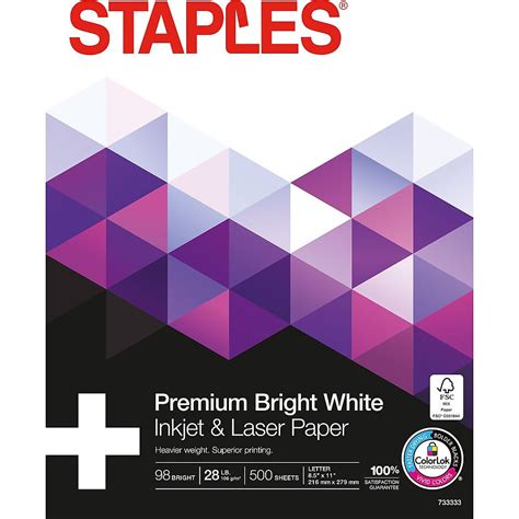 staples    laser paper  lbs  brightness ream