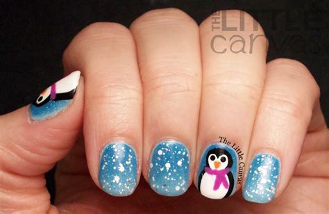 snowy manicure   season penguin nails   canvas
